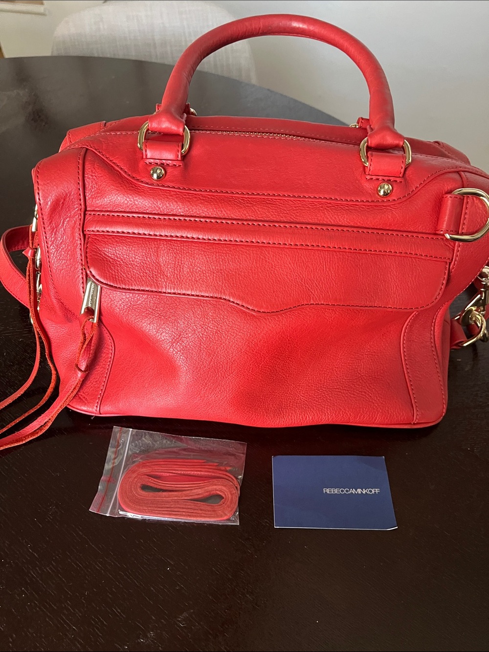 Rebecca Minkoff Bright Red Leather Satchel with Gold Hardware